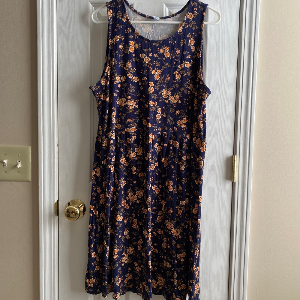 Navy Blue Florals XL Fit & Flare Dress from Old Navy